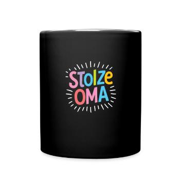 Stolze Oma Spruch Liebe Enkel Familie Glück - Tasse einfarbig - Schwarz - Vorne