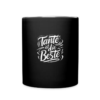Tante Beste – Liebe Dank Spruch Geburtstag - Tasse einfarbig - Schwarz - Vorne