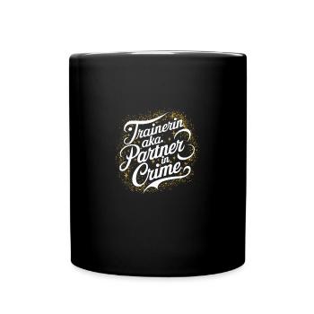 Trainerin Partner in Crime Lustige Fitness Coach - Tasse einfarbig - Schwarz - Vorne