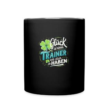 Glück-Trainer Danke Coach Trainerin Dankeschön - Tasse einfarbig - Schwarz - Vorne