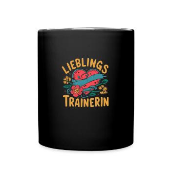 Lieblingstrainerin Dankeschön Lustige Fitness - Tasse einfarbig - Schwarz - Vorne