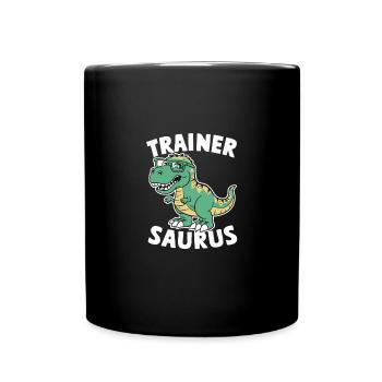 Trainer-Saurus Lustig Danke Coach Fitness Training - Tasse einfarbig - Schwarz - Vorne