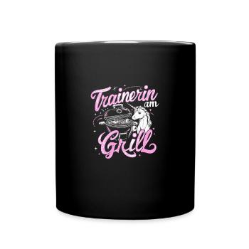 Trainerin Grill-Coach Lustige Frau Fitness Danke - Tasse einfarbig - Schwarz - Vorne