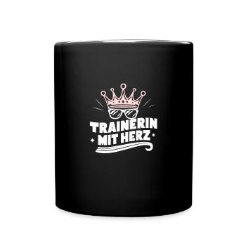 Trainerin mit Herz Coach Dankeschön Fitness Frauen - Tasse einfarbig - Schwarz - Vorne