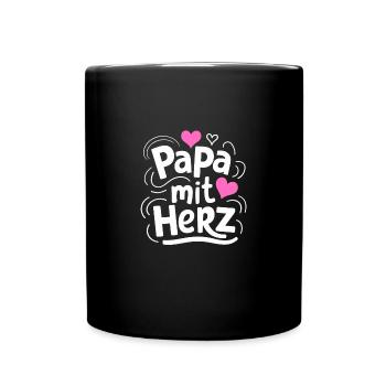 Papa mit Herz Du wirst Papa Bester Papa Vatertag - Tasse einfarbig - Schwarz - Vorne