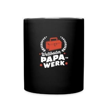 Weltbester Papa am Werk Vatertag Du wirst Papa - Tasse einfarbig - Schwarz - Vorne