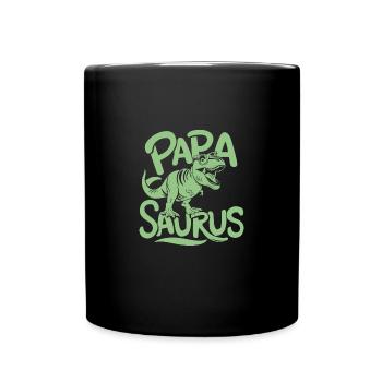 Papa Saurus Bester Papa Vatertag Bald Papa Sohn - Tasse einfarbig - Schwarz - Vorne
