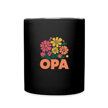 Opa Blumen Vintage: Bester Opa Geburtstag Du wirst - Tasse einfarbig - Schwarz - Vorne