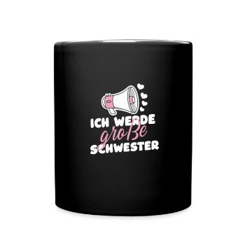 Große Schwester Schwangerschaft Verkündung Lustig - Tasse einfarbig - Schwarz - Vorne