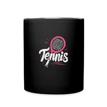 Tennisfrau Schläger Sport Liebe Fanartikel - Tasse einfarbig - Schwarz - Vorne