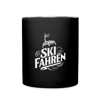 Ski-Abenteuer Pistenheld Schnee Winterfreude - Tasse einfarbig - Schwarz - Vorne