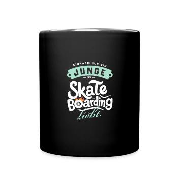 Junge, der Skateboarding liebt - Tasse einfarbig - Schwarz - Vorne