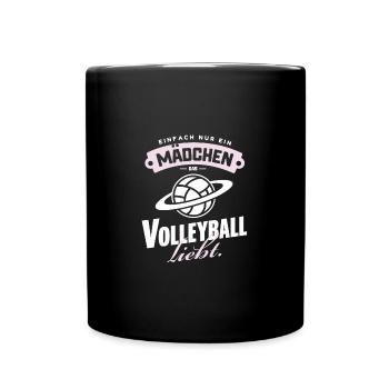 Nur ein Mädchen, das Volleyball, Lustig-Planet lie - Tasse einfarbig - Schwarz - Vorne