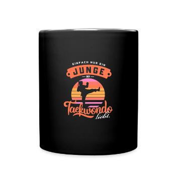 Junge, der Taekwondo-Retro liebt - Tasse einfarbig - Schwarz - Vorne
