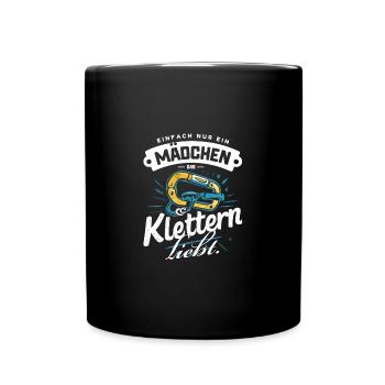 Mädchen Klettern Karabiner Liebe Wandern Geschenk - Tasse einfarbig - Schwarz - Vorne