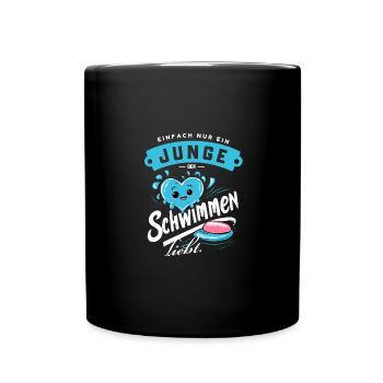 Schwimm-Junge Wasserfreude Pool Bade Fun - Tasse einfarbig - Schwarz - Vorne