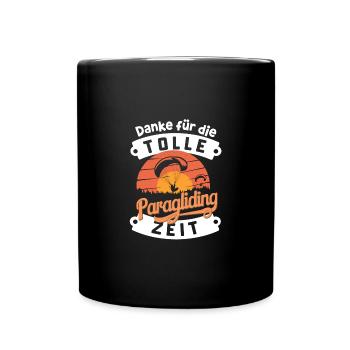 Paraglide-Dank Abenteuer Erlebnis Dankeschön - Tasse einfarbig - Schwarz - Vorne
