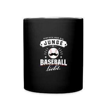 Baseball-Junge Mustache Fanartikel Liebe Hit - Tasse einfarbig - Schwarz - Vorne