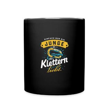 Junge Kletterfan Karabiner Liebe Geschenk - Tasse einfarbig - Schwarz - Vorne
