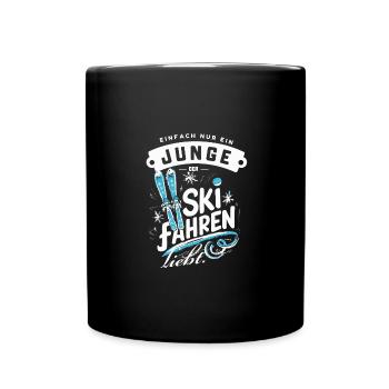 Ski-Junior Pistenheld Winterabenteuer Fun - Tasse einfarbig - Schwarz - Vorne