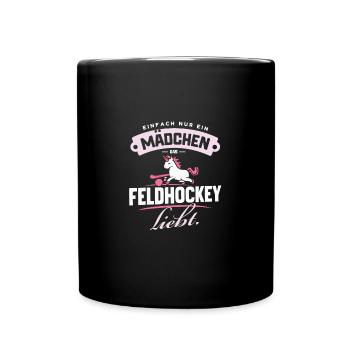 Mädchen Feldhockey Einhorn Liebe Fanartikel - Tasse einfarbig - Schwarz - Vorne