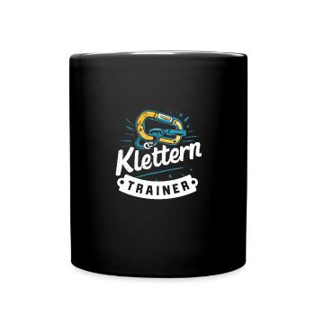 Karabiner-Trainer Klettern Geschenkidee Bergsport - Tasse einfarbig - Schwarz - Vorne