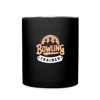 Bowling-Trainer Fanartikel Strike Kegel Bahn - Tasse einfarbig - Schwarz - Vorne