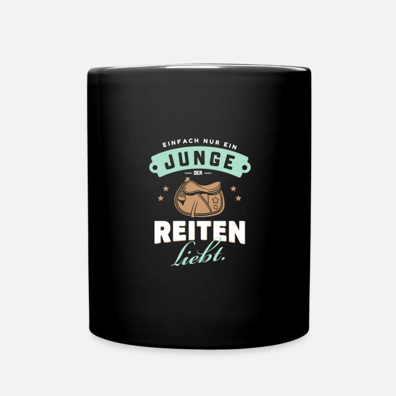 Junge Reiter Liebe Pferd Hobby Freude Idee - Tasse einfarbig - Schwarz