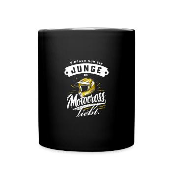 Motocross Junge Fan Shirt Helm Strecke Liebe - Tasse einfarbig - Schwarz - Vorne
