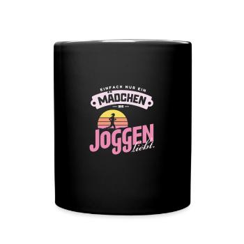 Mädchen Joggen Liebe Laufshirt Fitness Geschenk - Tasse einfarbig - Schwarz - Vorne