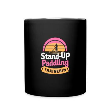SUP-Trainerin Shirt Paddel Queen Wasser Sport - Tasse einfarbig - Schwarz - Vorne