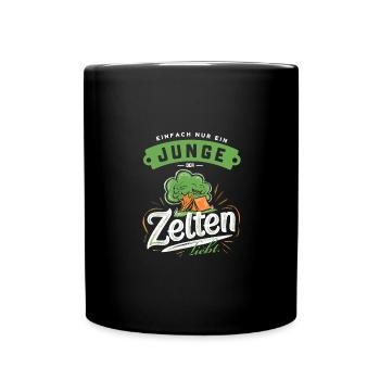 Junge Zeltliebe Camping Abenteuer Geschenk Outdoor - Tasse einfarbig - Schwarz - Vorne