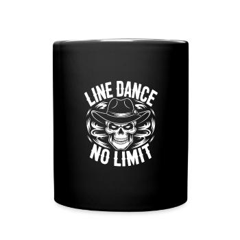 Line Dance Skull with Stetson and Boots and Lasso - Full Colour Mug - black - Front