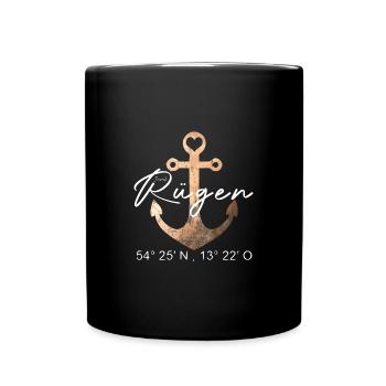 Île de Rügen - Ancre - Coordonnées - Mug uni - noir - Devant