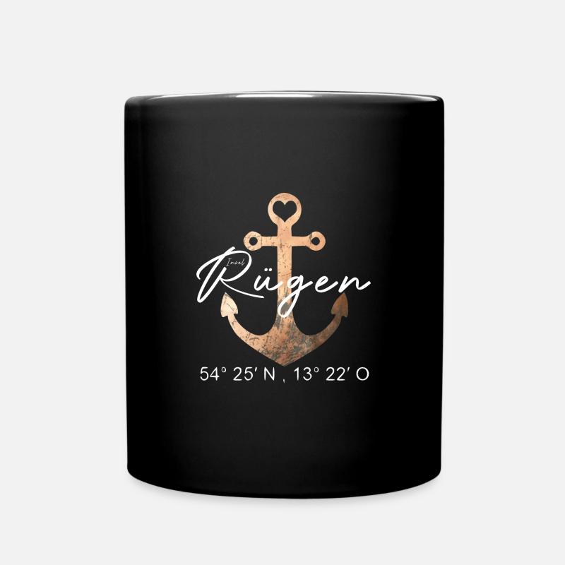 Insel Rügen - Anker - Koordinaten - Tasse einfarbig - Schwarz