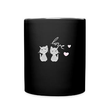 cat cats friends dear pets cat friend - Full Colour Mug - black - Front