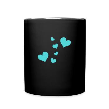 blaue Herzen Muster rot Symbol liebe - Tasse einfarbig - Schwarz - Vorne