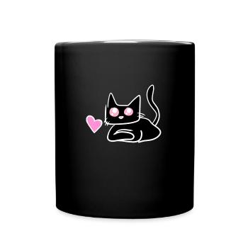 Katze Herz Symbol Süß - Tasse einfarbig - Schwarz - Vorne
