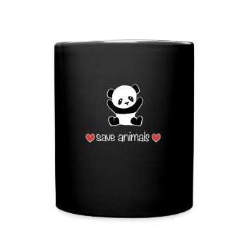 sauver les animaux porter panda bien-être animal coeurs - Mug uni - noir - Devant