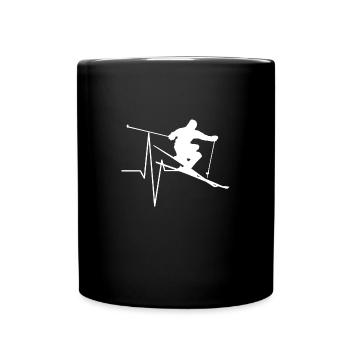 Ski battement de cœur sports d’hiver - Mug uni - noir - Devant
