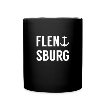 Flensburg Anker - Tasse einfarbig - Schwarz - Vorne