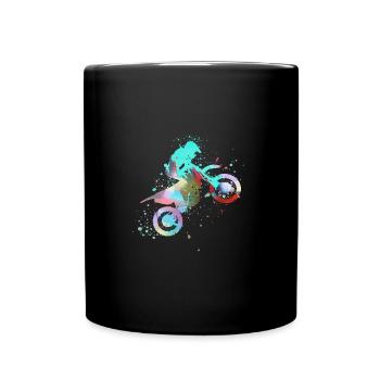 motorrad, motorcycle, biker, graffiti, malerei - Tasse einfarbig - Schwarz - Vorne