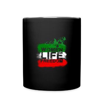 woman life freedom, schmetterlinge,iran,flagge - Tasse einfarbig - Schwarz - Vorne