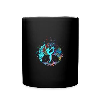 Tree of Life,Tree of Keben,Flowers, Yoga - Full Colour Mug - black - Front