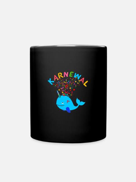 karnewal,wal,konfetti,karneval,walfisch,ich bin ei - Tasse einfarbig - Schwarz