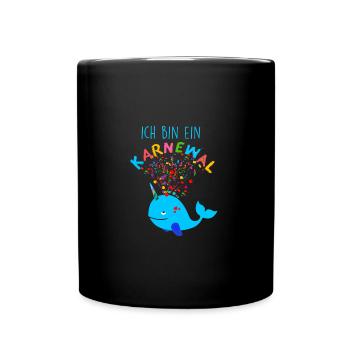 karnewal,wal,konfetti,karneval,walfisch - Tasse einfarbig - Schwarz - Vorne