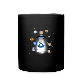 ufo,weltall,planeten,alien,astronaut,faultier - Tasse einfarbig - Schwarz - Vorne