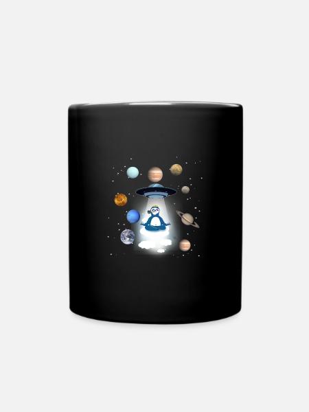ufo,weltall,planeten,alien,astronaut,faultier - Tasse einfarbig - Schwarz