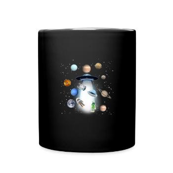 ufo,weltall,planeten,alien,astronaut,sterne - Tasse einfarbig - Schwarz - Vorne