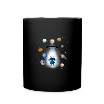 ufo,weltall,planeten,alien,astronaut,sterne - Tasse einfarbig - Schwarz - Vorne